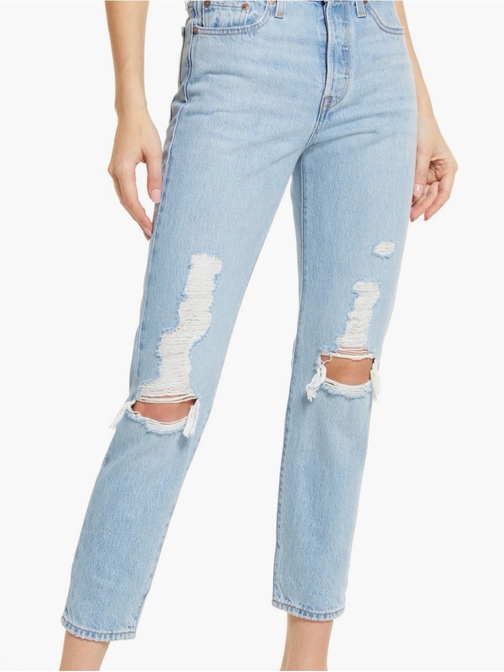 Levi's Light Blue Distressed Straight Leg Jeans size 30